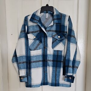 Blue and White Plaid Jacket
